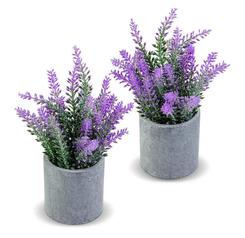 Fake lavender plants for a decorated cubicle space